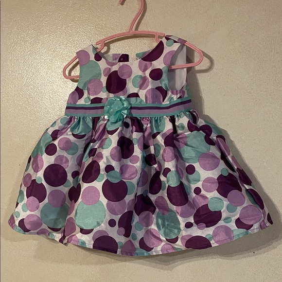 6-12M Polka Dot Dress -Purple and Teal - Picture 7 of 9